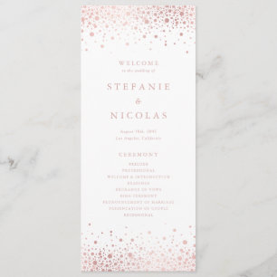Nep roze gouden folie confetti stippen bruiloft programmakaart