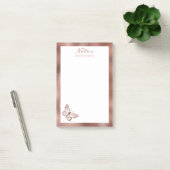 Nep roze gouden folie-uitzicht vlinder & aangepast post-it® notes (Kantoor)