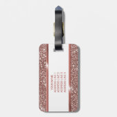 Nep roze gouden glinstertextuur look & aangepaste  bagagelabel (Achterkant verticaal)