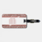 Nep roze gouden glinstertextuur look & aangepaste bagagelabel (Achterkant horizontaal)