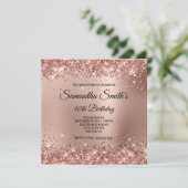 Nep roze gouden glitter glam verloop 40e verjaarda kaart (Staand voorkant)