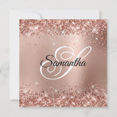 Nep roze gouden glitter glam verloop 40e verjaarda kaart (Achterkant)