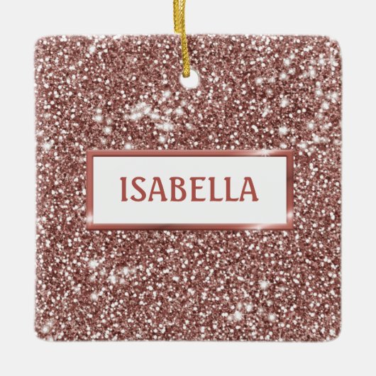 Nep Roze Gouden Glitter Textuur Uiterlijk & Aangep Keramisch Ornament (Voorkant)