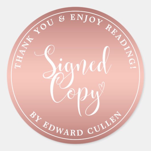 Nep roze gouden hart handgeschreven gesigneerd exe ronde sticker (Voorkant)