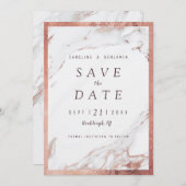 Nep roze gouden marmeren luxe moderne bewaar de da save the date (Voorkant / Achterkant)