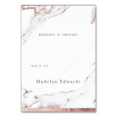 Nep roze gouden marmeren moderne opvouwbare plaats kaart (Voorkant)