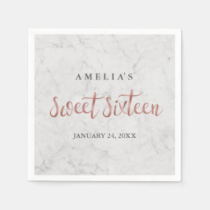 Nep roze gouden marmeren servet voor Sweet Sixteen
