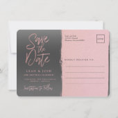 Nep roze gouden Save the Date-berichtkaart Kaart (Achterkant)