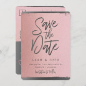 Nep roze gouden Save the Date-berichtkaart Kaart (Voorkant / Achterkant)