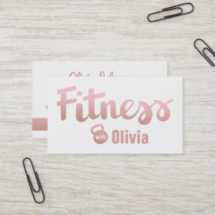 Nep roze gouden vrouwelijke fitness personal train visitekaartje