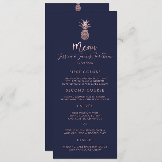 Nep Rozegoud Ananas Menu Kaart (Voorkant / Achterkant)