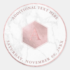 Nep rozen goud honingraat, Monogram A-Z Ronde Sticker