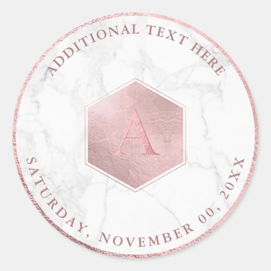 Nep rozen goud honingraat, Monogram A-Z Ronde Sticker (Voorkant)