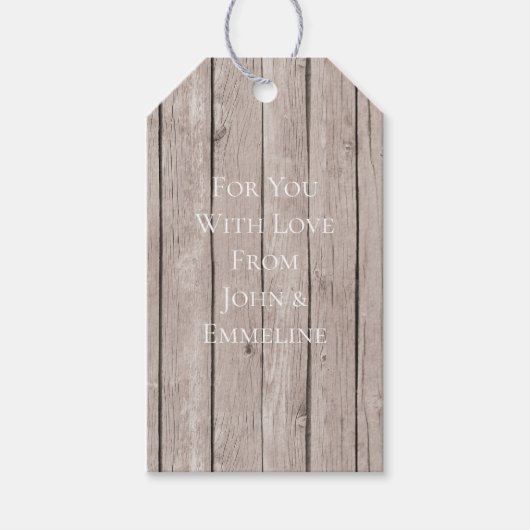 Nep rustiek hout bruin cadeaulabel (Voorkant)