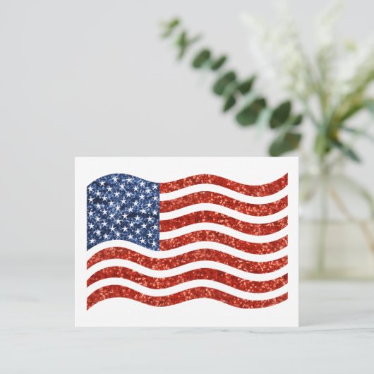 nep sequin print american flag briefkaart (Staand voorkant)