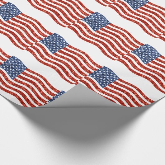 nep sequin print american flag cadeaupapier (Hoek)
