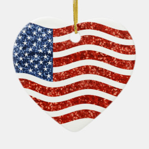 nep sequin print american flag keramisch ornament