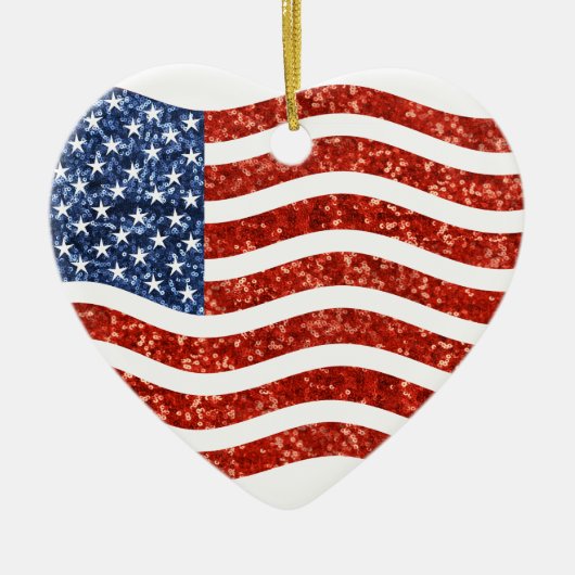 nep sequin print american flag keramisch ornament (Voorkant)