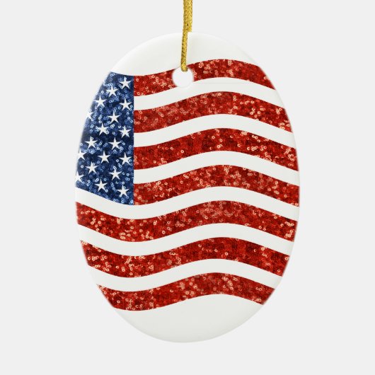 nep sequin print american flag keramisch ornament (Voorkant)