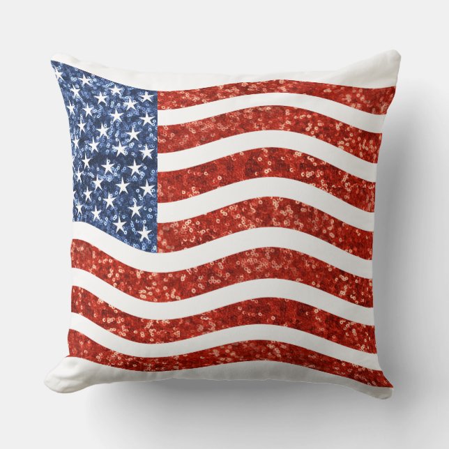 nep sequin print american flag kussen (Voorkant)