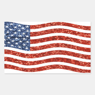 nep sequin print american flag rechthoekige sticker