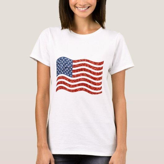 nep sequin print american flag t-shirt (Voorkant)