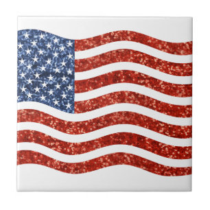 nep sequin print american flag tegeltje
