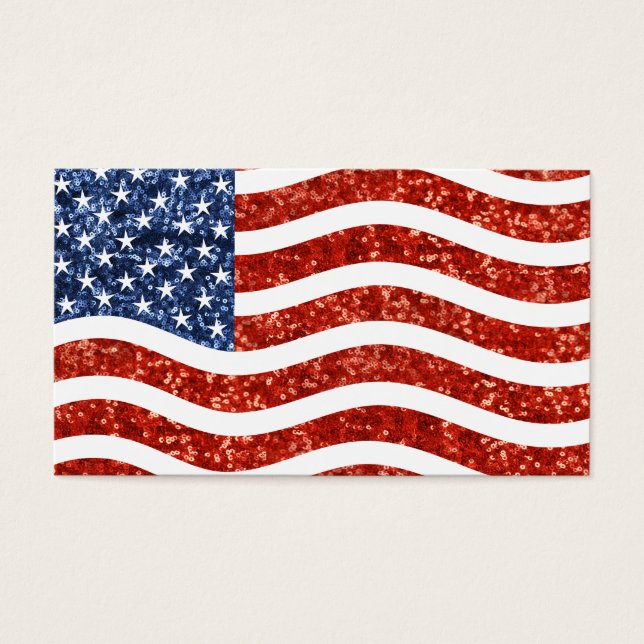 nep sequin print american flag visitekaartjes (Voorkant)