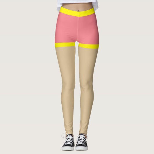 Nep shorts in roze met gele rand Beige zomer Leggings (Voorkant)