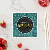 Nep Turkoois Glitter Afgestudeerde Afstuderen Servet (Insitu)