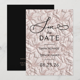 Nep-verheven Stof Roze Bloemige Trouw Save The Date