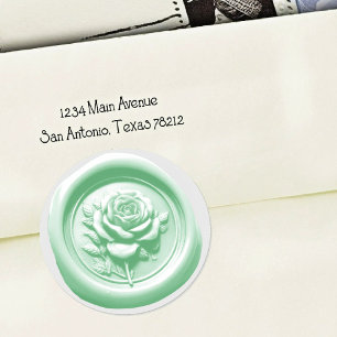Nep waszegel Mintgroene roos diepe indruk Ronde Sticker