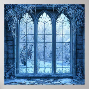 Nep wintersneeuw decoratieve illusie huisdecoratie poster
