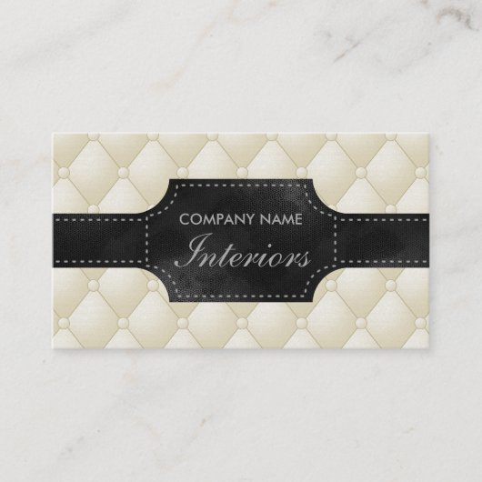 Nep wit en zwart getapt leer look-like visitekaartje (Voorkant)