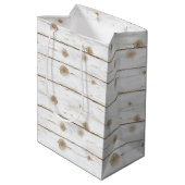 Nep wit houten kerst medium cadeauzakje (Achterkant Gekanteld)