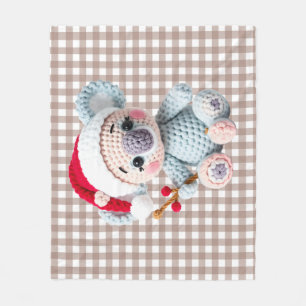 Nep Yarn Inkeping-Haak Koala Kerstontwerp Fleece Deken