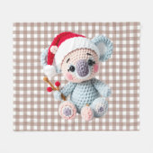 Nep Yarn Inkeping-Haak Koala Kerstontwerp Fleece Deken (Voorkant (Horizontaal))