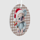 Nep Yarn Notch-Hook Koala Kerstontwerp Ornament (voorkant)