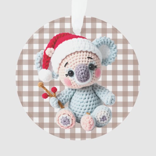 Nep Yarn Notch-Hook Koala Kerstontwerp Ornament (voorkant)