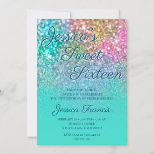 Nep Zeemeermin Glitter Turquoise Ombre Sweet Sixte Kaart
