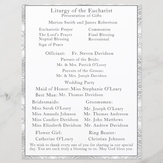 Nep-zijden katholiek huwelijksprogramma  (Achterkant)