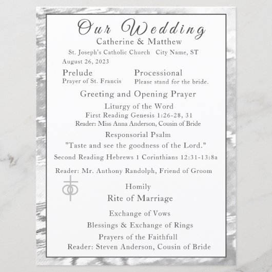 Nep-zijden katholiek huwelijksprogramma (Voorkant)