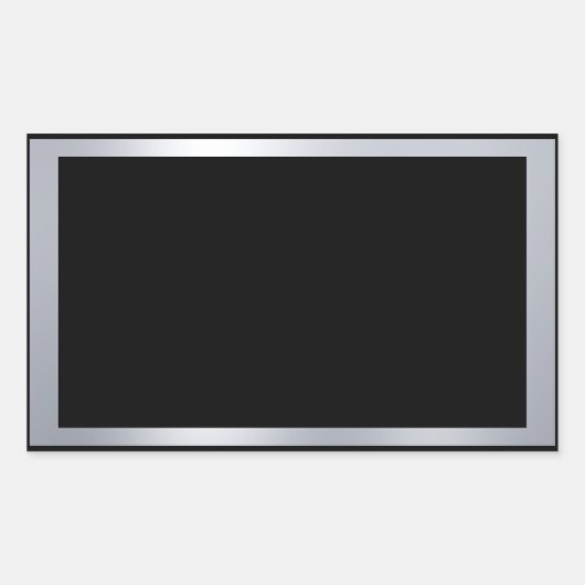 Nep Zilver En Zwarte Elegante Blanco Sjabloon Rechthoekige Sticker (Voorkant)