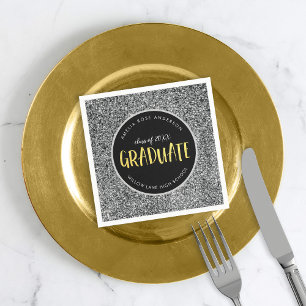 Nep Zilver Glitter Afgestudeerde Afstuderen Servet