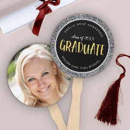 Nep Zilver Glitter Afstudeerfoto Afstuderen Handwaaier