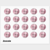 Nep Zilver Glitter Bleek Roze Folie Monogram Ronde Sticker (Vel)