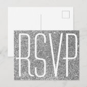 Nep Zilver Glitter en Witte RSVP Briefkaart (Voorkant / Achterkant)