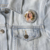 Nep Zilver Glitter Foto Ronde Button 5,7 Cm (In situ)