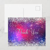 Nep Zilver Glitter Heet Roze Celestiaal Bedankt Briefkaart (Voorkant / Achterkant)