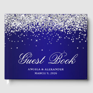 Nep Zilver Glitter Indigo Blauwe Ombre Trouw Gastenboek
